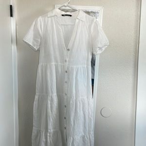 Zara white button down dress